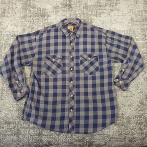 Resistol Double R Flannel Shirt Mens XXL 2XL Blue Gray Plaid Long Sleeve